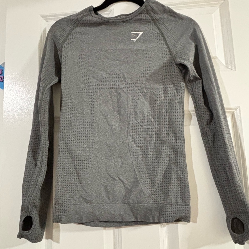 Gray Long Sleeve Athletic Top